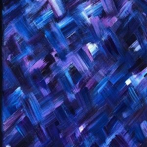 HANDCRAFTED BLUE & PURPLE CROSS HATCH ABSTRACT ART